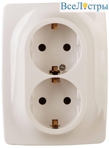 Розетка ЭРА 12 2x2P E Schuko 16A 250V 12-2106-02 Б0031229