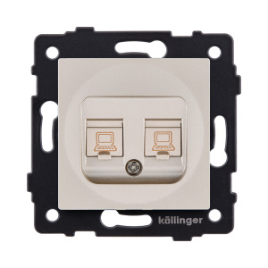 Розетка двойная Ethernet RJ45 Cat.6, золотой Kollinger REA-019GD для Aspekt, Eleganz, Reflex