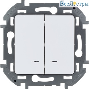 Выключатель двухклавишный с подсветкой/индикацией Legrand Inspiria 673630