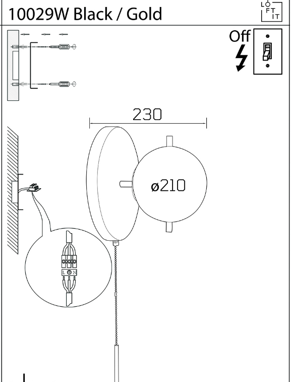 бра loft it signal 10029w black