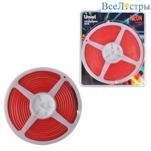 Светодиодная лента Uniel ULS-N01-2835-120LED/m-6mm-IP67-DC12V-9W/m-5M-RED блистер