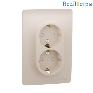 Розетка двойная Schneider Electric Unica New с/з со шторками NU206744