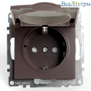 Розетка однаместная с защитной шторкой Stekker Катрин шоколад GLS16-7112-04 49029