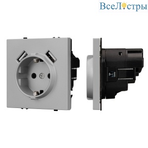 Механизм розетки Arlight с USB зарядкой SCT-NOBE-MUAA-SFPL-IS (230V, 16A)  059443