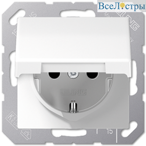 Розетка Schuko с крышкой Jung EP1420KLWWM
