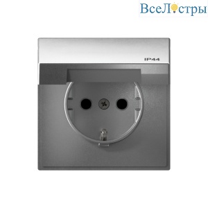 Розетка с заз.со шт.с крышк, 16А, IP44 Systeme Electric ArtGallery Алюминий GAL440346S