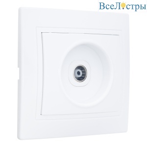 Розетка телевизионная простая (0-2400МГц, "мама") скрытой установки IP20, белая "Дельта" General 477232