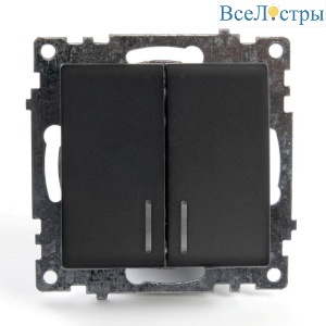 Выключатель двухклавишный Stekker Катрин с подсветкой графит GLS10-7102-06 49409