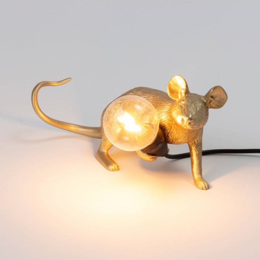 настольная лампа mouse lamp lyie down gold usb seletti