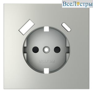 Накладка для розетки с заземлением и защитными шторками, с USB A+C Voltum S70 (сталь) VLS001005