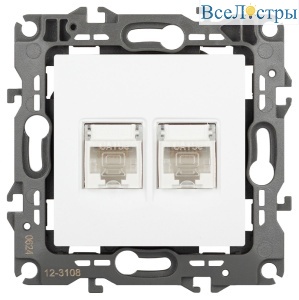 Розетка компьютерная двойная RJ45 Эра 12-3108-01М Б0065686