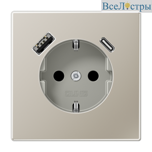 Розетка 2K+З USB Typ AC Jung ES1520-15CA