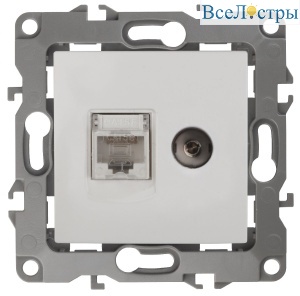 Розетка комбинированная RJ45+TV Эра 12-3110-01 Б0027441