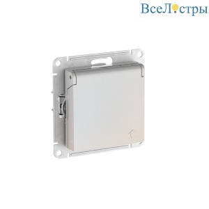 Розетка с заземл. со шторк. с крышкой, 16А, IP20,мех., быстрозажим. Клем Systeme Electric AtlasDesign Жемчуг ATN000446S