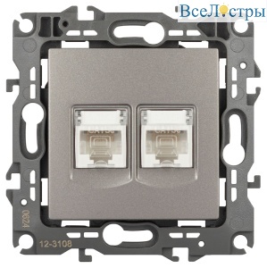 Розетка компьютерная двойная RJ45 Эра 12-3108-16 Б0065665