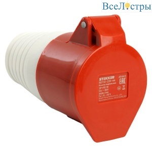 Розетка переносная 3P+PE+N Stekker с крышкой красный RST32-225-44 49443