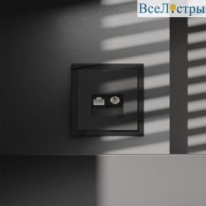 Розетка телевизионная встраиваемая Voltum S70 TV+RJ45 кат. 6, (черный матовый) VLS060708