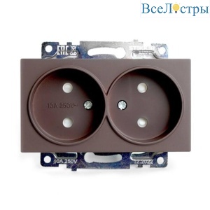 Розетка двухместная с защитной шторкой Stekker Катрин шоколад GLS10-7113-04 49026