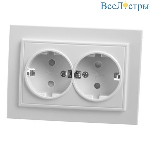Розетка двойная Feron Stekker Эрна с/з 16A 250V белый PST16901401 39054