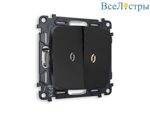 Комплект механизма 2-кл проходного выключателя с подсветкой Ambrella Volt Omega MO804030