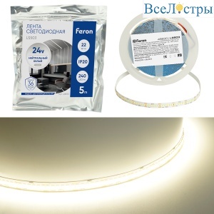 Светодиодная лента Feron LS503 24В 22Вт/м 4000К 5м IP20 48830