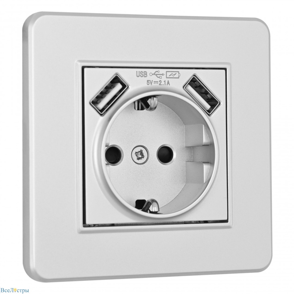 розетка arte milano set16-1-47-1 silver