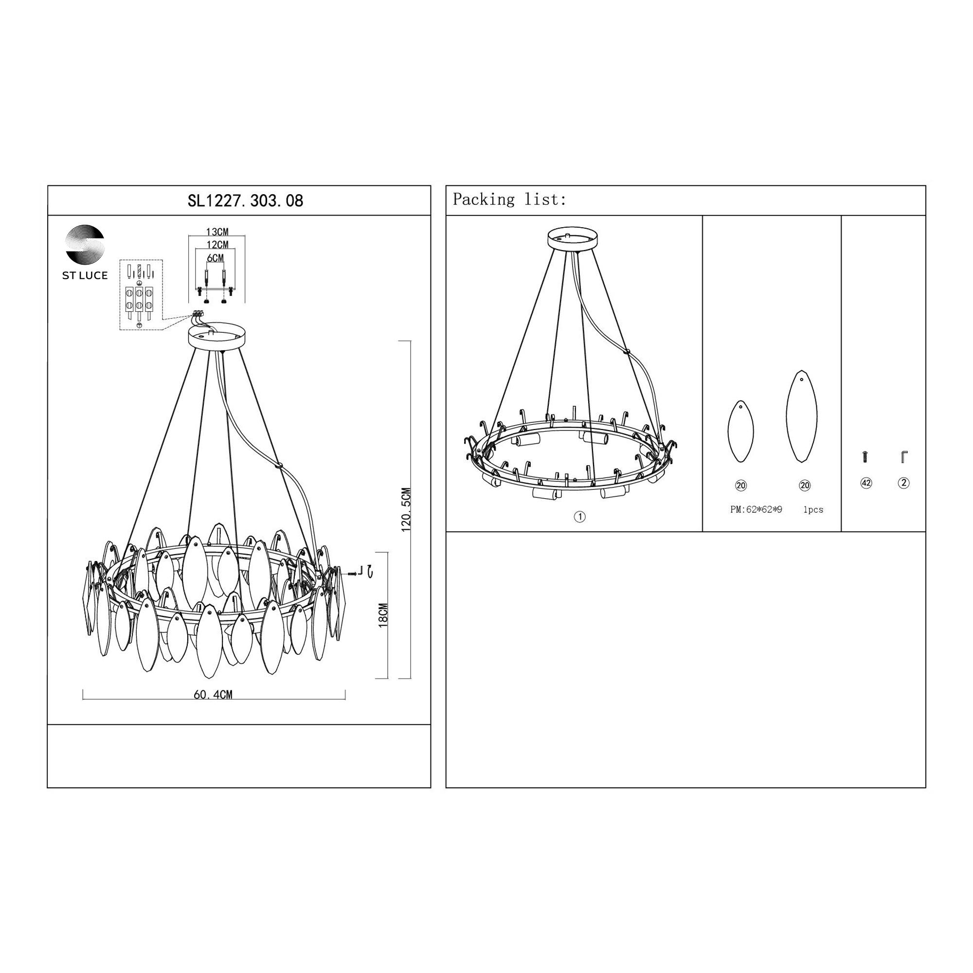 подвесная люстра st luce ancona sl1227.303.08