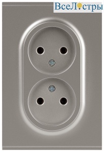 Розетка Эра Arktik 16-2107-07 без заземления двойная 2X2P 16А-250В титан Б0071687