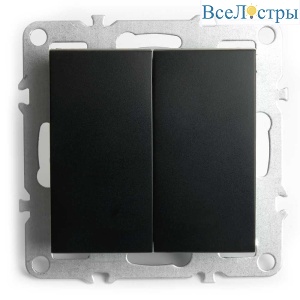 Выключатель двухклавишный Stekker Эрна черный PSW10-9104-03 49149