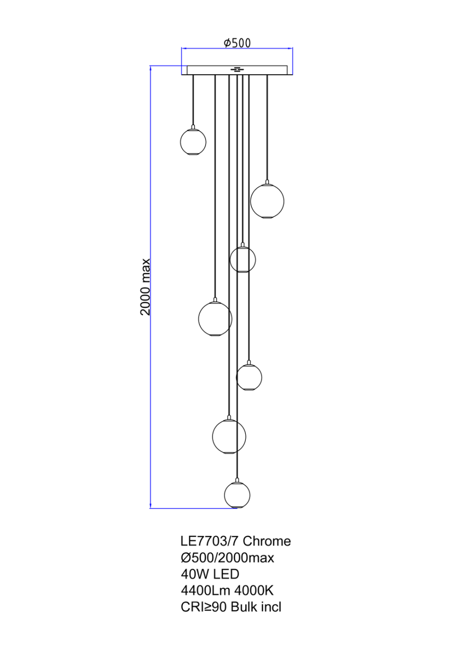 подвесная люстра aurore le7703/7 chrome