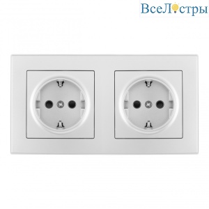Розетка двойная (двухпостовая) с/з и шторками Arte Milano SET06-2-40-1x2 silver