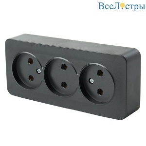 Розетка тройная 2P Stekker София черный матовый MST10-13-05 49500