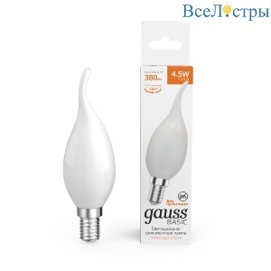 Светодиодная филаментная лампа Gauss Basic Filament Е14 4,5W 2700K 1045115