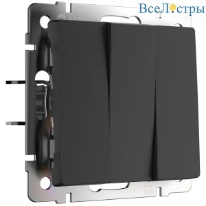 Выключатель трехклавишный Werkel черный матовый W1130008 4690389156755
