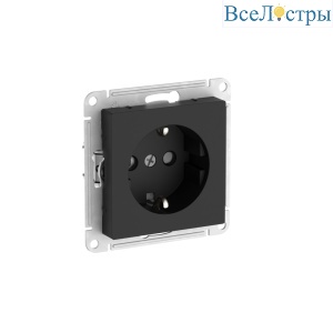 Розетка с заземлением со шторками, 16А, мех., быстрозажим. Клем Systeme Electric AtlasDesign Карбон ATN001045S