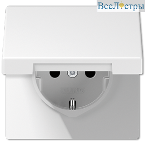 Розетка 2K+З cо шторками и крышкой Jung LS1520KIKLWW