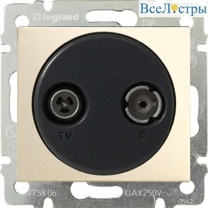 Розетка TV-R проходная Legrand Valena слоновая кость 774334