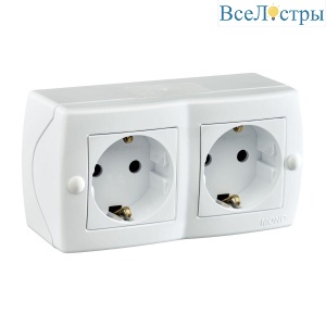 Розетка 2К+З двойная Mono Electric Octans IP20 16A 250V винтовое подключение белый 104-010107-120