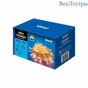 Уличная светодиодная гирлянда (UL-00007203) Uniel  220V теплый белый ULD-S1000-120/SWK Warm White IP67