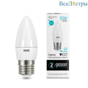 Лампа светодиодная Gauss E27 6W 4100K матовая 33226