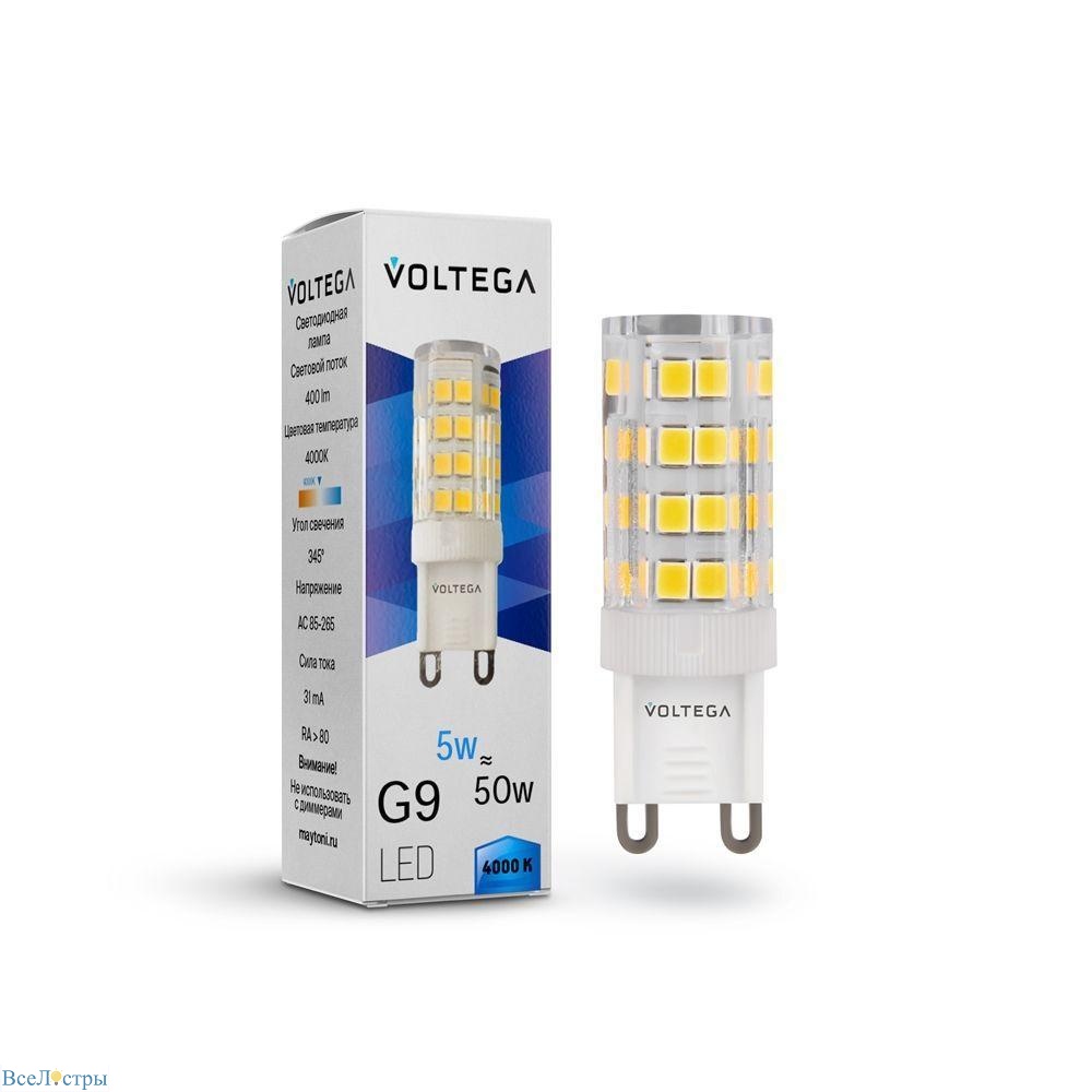 лампа светодиодная voltega g9 5w 4000к прозрачная vg9-k3g9cold5w 7186