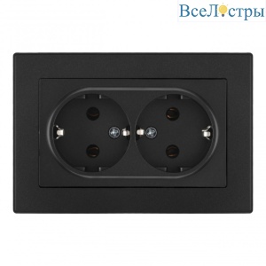 Розетка двойная с/з и шторками Arte Milano SET06-double-40-2 black