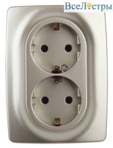 Розетка ЭРА 12 2x2P E Schuko со шторками 16A 250V 12-2108-04 Б0036445