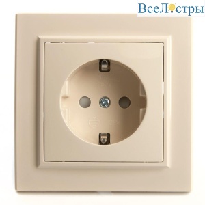 Розетка 2P+PE Stekker Эрна со шторками слоновая кость PST16-9010-02 39236