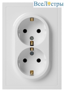 Розетка Эра Galaxy 15-2105-01 с заземлением двойная 2X2P+E Schuko со шторками IP20 16А-250В белый Б0070697