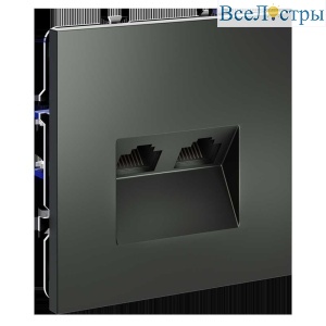 Розетка компьютерная встраиваемая Voltum S70 двойная RJ45+RJ45 кат.6, (титан) VLS060206