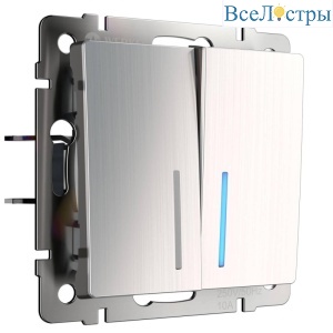 Выключатель двухклавишный с подсветкой Werkel глянцевый никель W1120102 4690389157899