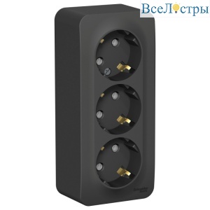 Розетка 3-ая с/з со шторками 16А, 250В, изолир. пластина Systeme Electric Blanca наруж Антрацит BLNRA011316