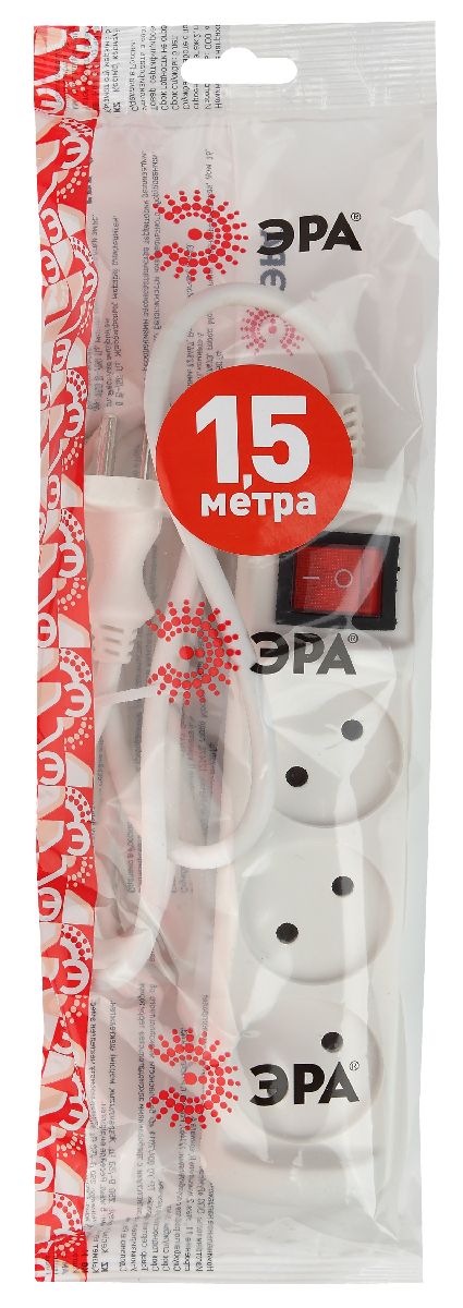 удлинитель электрический эра u-3s-1,5m-2x1 б0044049