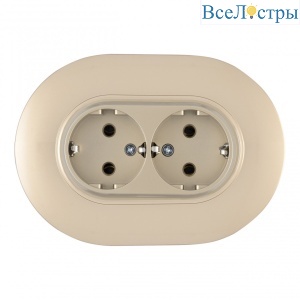 Круглая розетка двойная с/з и шторками Arte Milano SET08-double-40-2 shampan